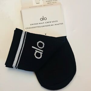 Alo Black Half - Crew Socks with White Stripes NWT